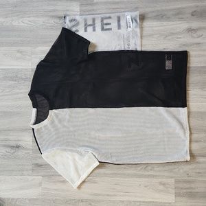 Brand new! COLORBLOCK MESH T SHIRT SIZE MEDIUM BLack white